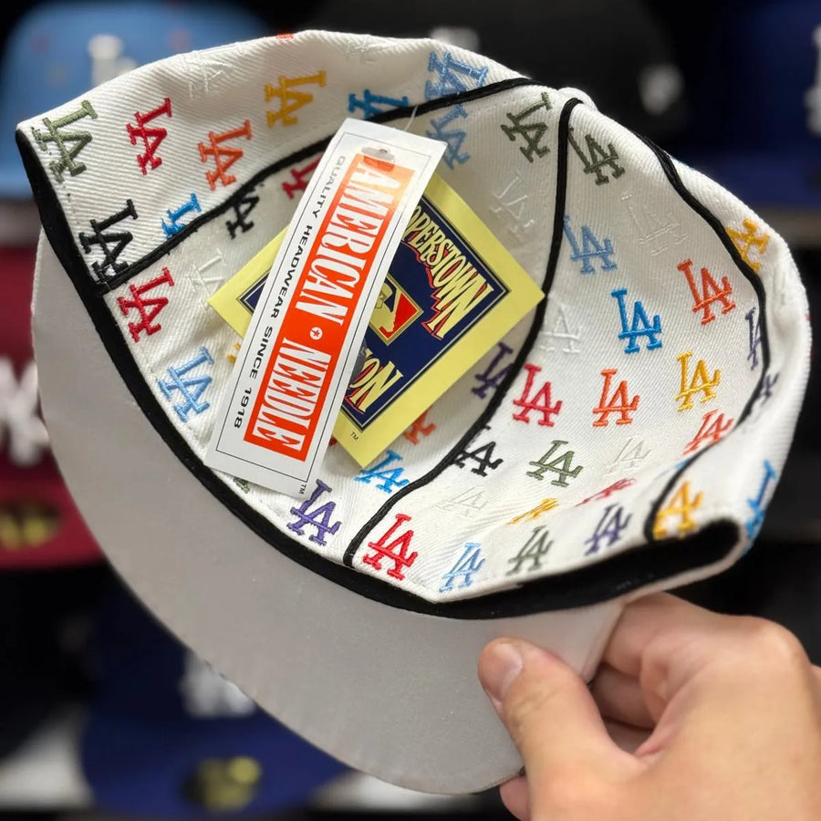 Los Angeles Dodgers 'All Over Monogram' White American Needle Fitted Hat - Product Image