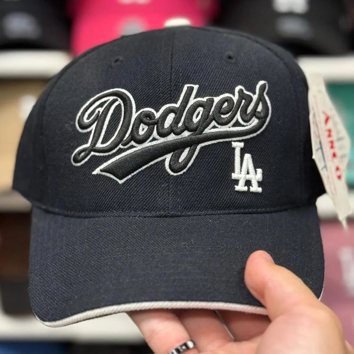 Los Angeles Dodgers 'Script Logo' Black Vintage ANNCO Baseball Cap - Product Image