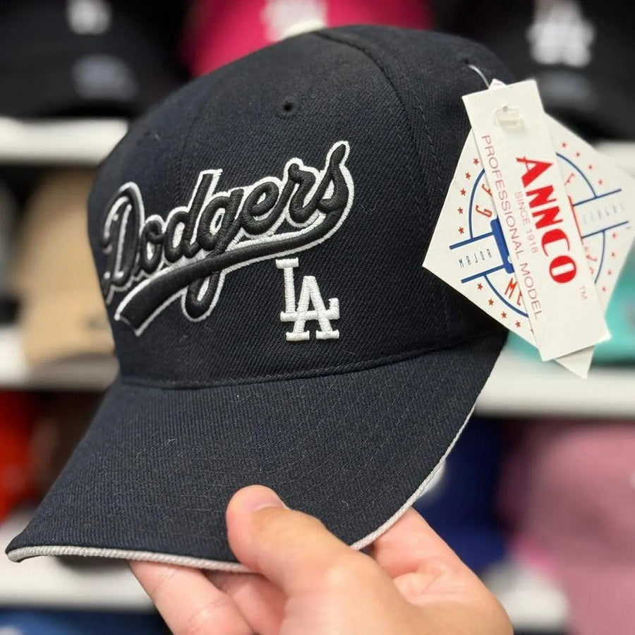 Los Angeles Dodgers 'Script Logo' Black Vintage ANNCO Baseball Cap - Product Image