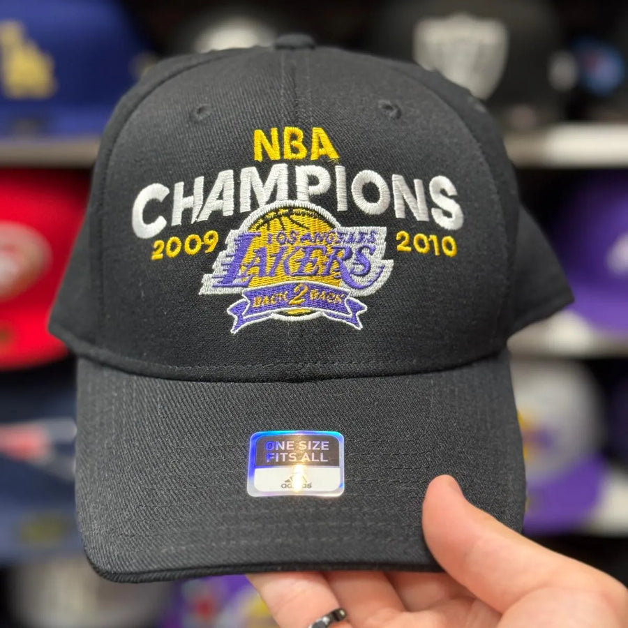 Los Angeles Lakers 'Back 2 Back NBA Champions' Adidas Ball Cap | Black - Product Image
