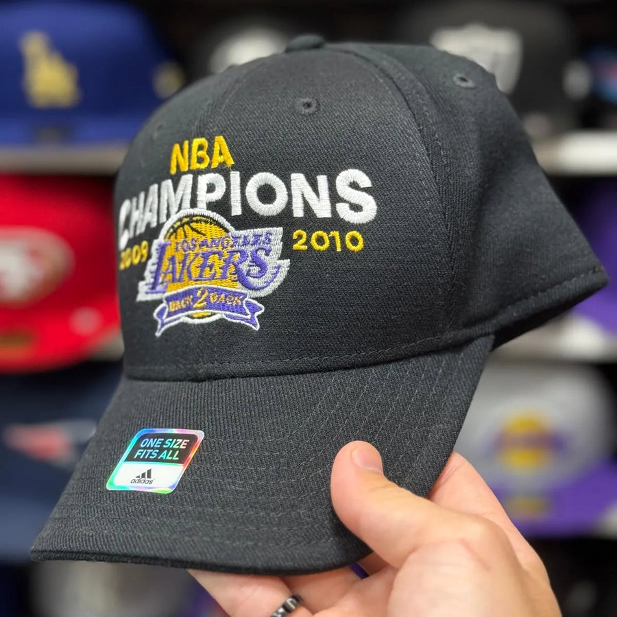 Los Angeles Lakers 'Back 2 Back NBA Champions' Adidas Ball Cap | Black - Product Image