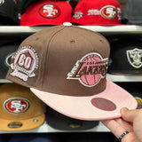 Los Angeles Lakers '60th Anniversary' Mocha Brown/Pink Mitchell & Ness Snapback