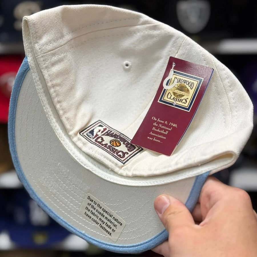 Los Angeles Lakers 'Script Suede' White/Baby Blue Fitted Hat - Product Image