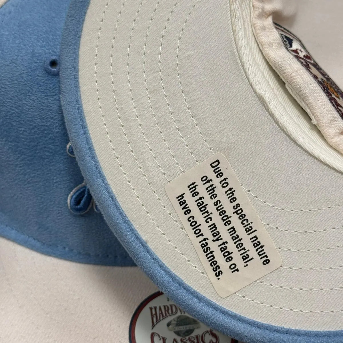 Los Angeles Lakers 'Script Suede' White/Baby Blue Fitted Hat - Product Image