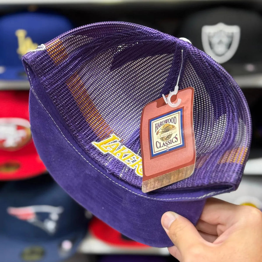 Los Angeles Lakers White/Purple Reebok Fitted Trucker Hat - Product Image