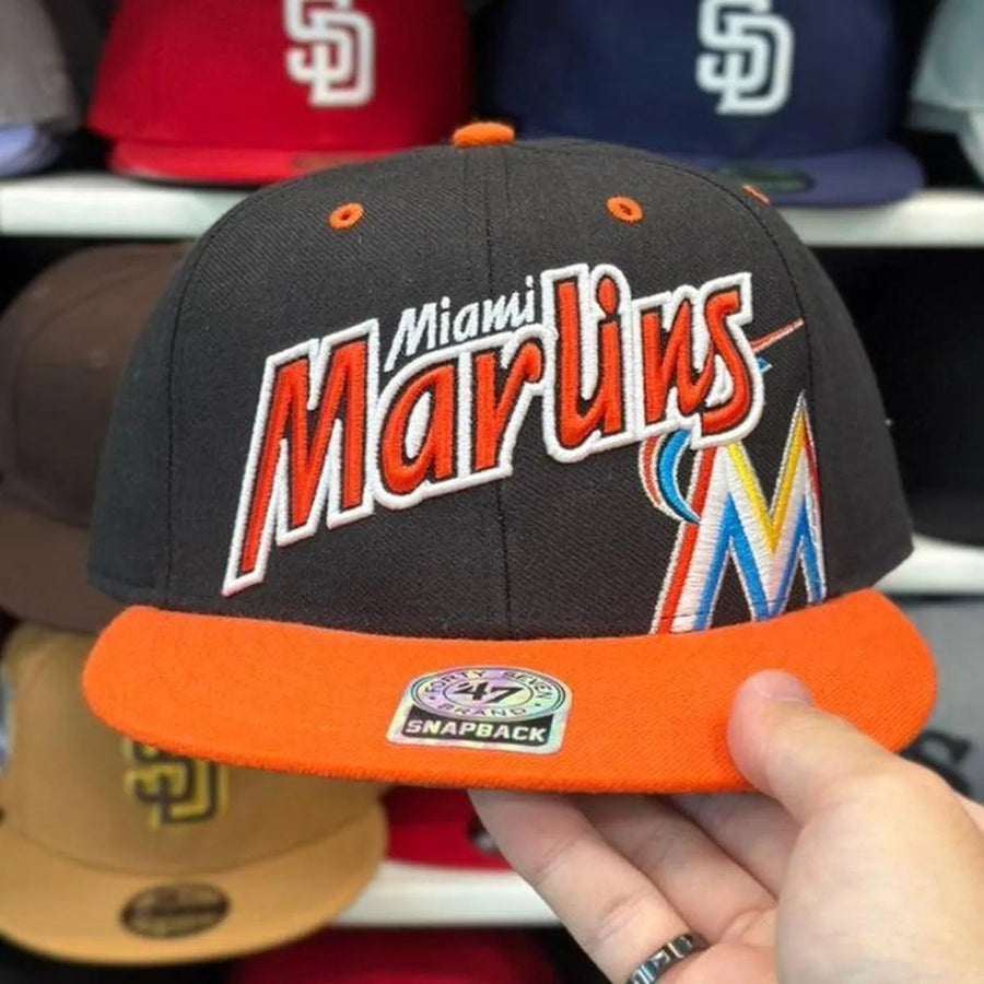 Miami Marlins Black/Orange '47 Brand Snapback - Product Image