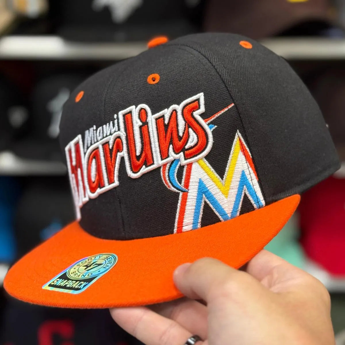 Miami Marlins Black/Orange '47 Brand Snapback - Product Image