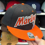 Miami Marlins Black/Orange '47 Brand Snapback