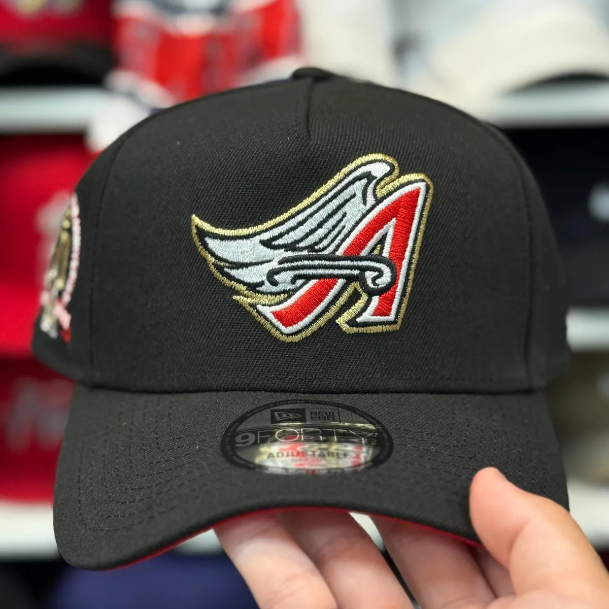 New Era Anaheim Angels '50th Anniversary' A-Frame Black 9FORTY Snapback | Red Under Brim - Product Image