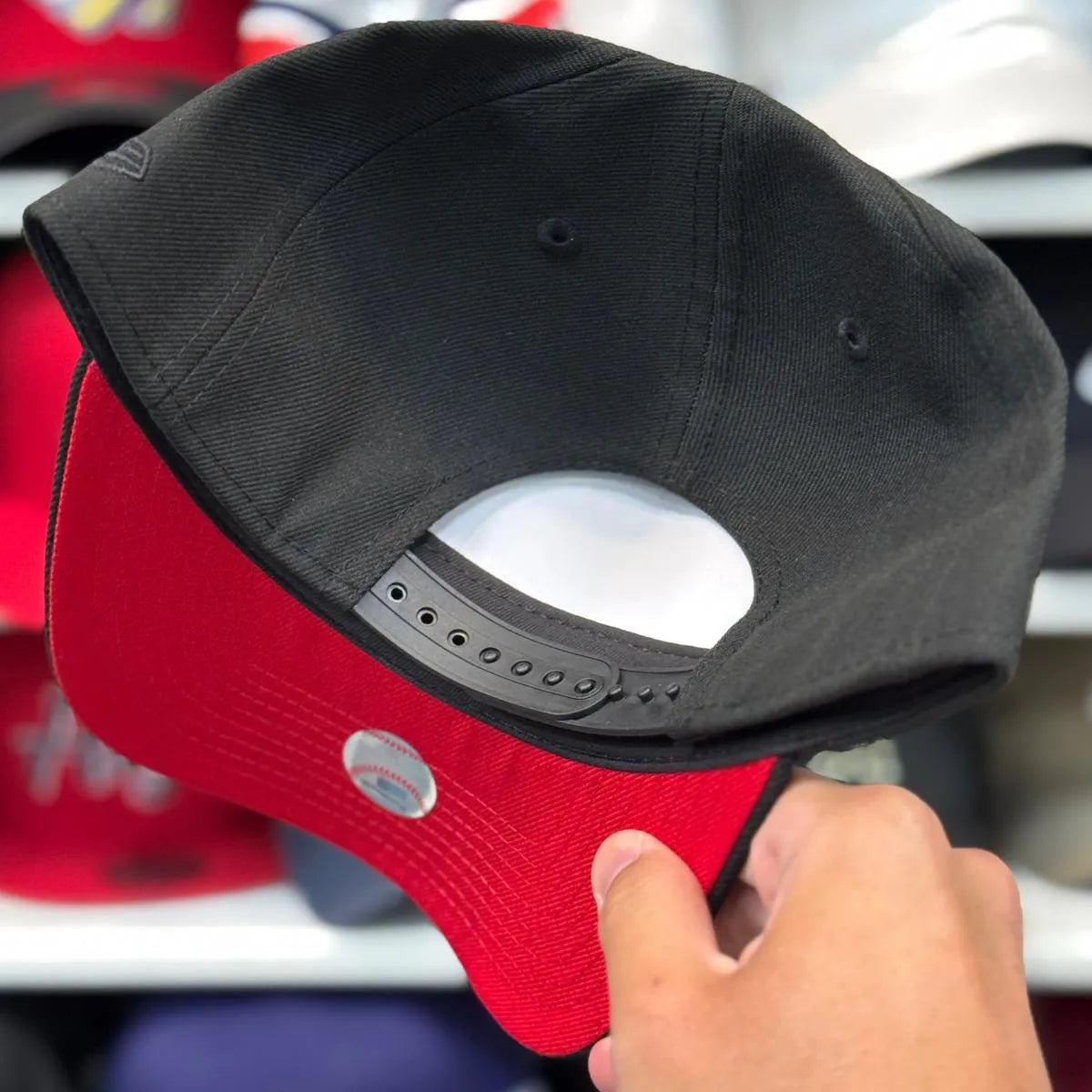 New Era Anaheim Angels '50th Anniversary' A-Frame Black 9FORTY Snapback | Red Under Brim - Product Image
