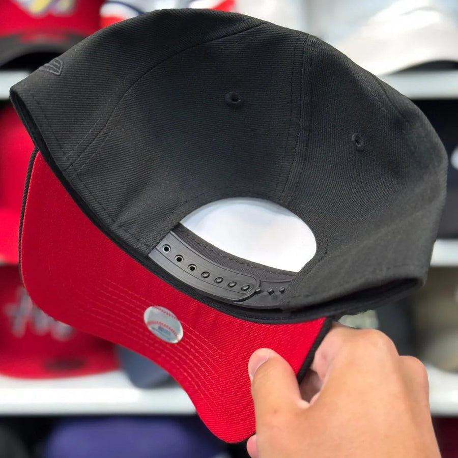New Era Anaheim Angels '50th Anniversary' A-Frame Black 9FORTY Snapback | Red Under Brim - Product Image