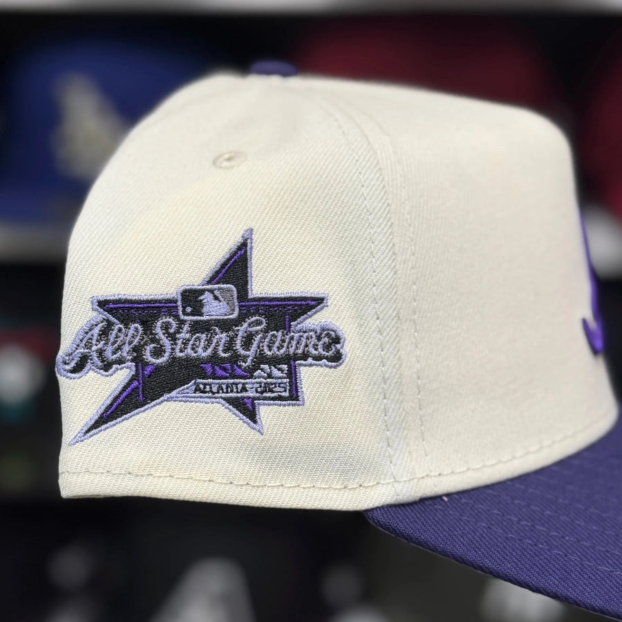 New Era Atlanta Braves '2025 All Star Game' A-Frame Creme/Purple 9FORTY Snapback - Product Image