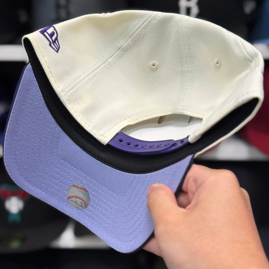 New Era Atlanta Braves '2025 All Star Game' A-Frame Creme/Purple 9FORTY Snapback - Product Image