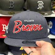 New Era Atlanta Braves 'Script Logo' Navy/Red 9FIFTY Snapback - Product Image