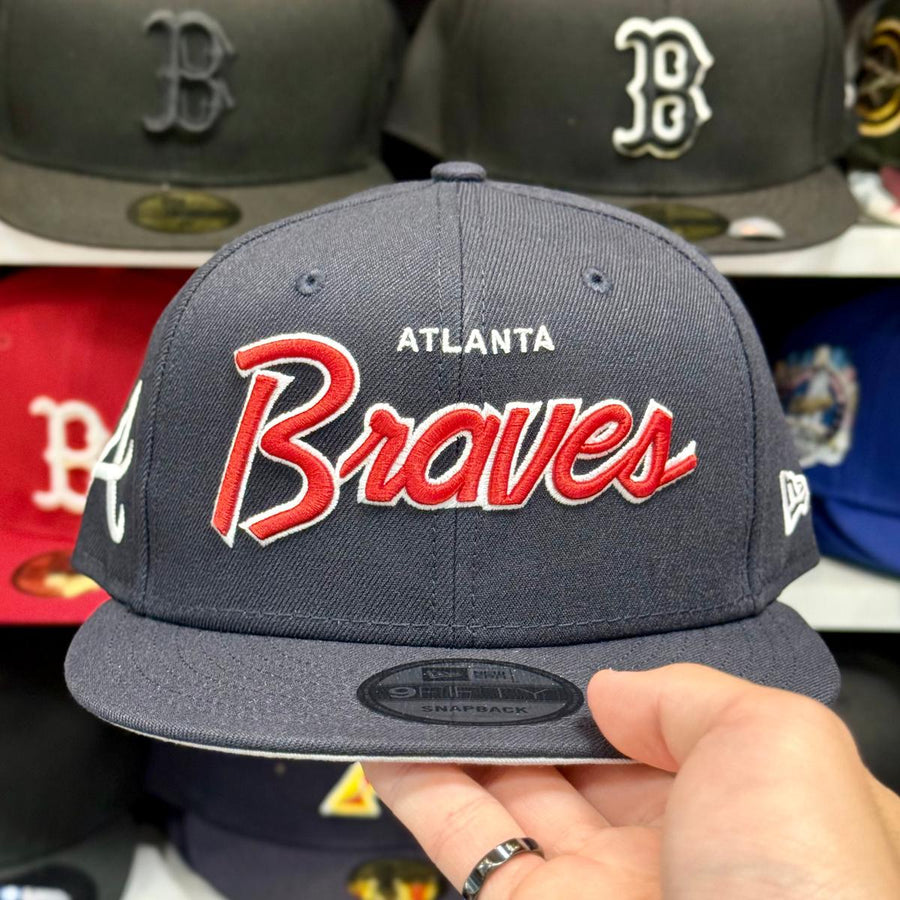 New Era Atlanta Braves 'Script Logo' Navy/Red 9FIFTY Snapback - Product Image