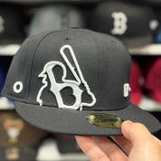 New Era Boston Red Sox 'Batterman' Black 59FIFTY Fitted Hat - Product Image