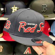 New Era Boston Red Sox 'Script Logo' Navy/Red 9FIFTY Snapback - Product Image