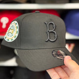 New Era Brooklyn Dodgers '1942 All Star Game' A-Frame All Black 9FORTY Snapback - Scarlet