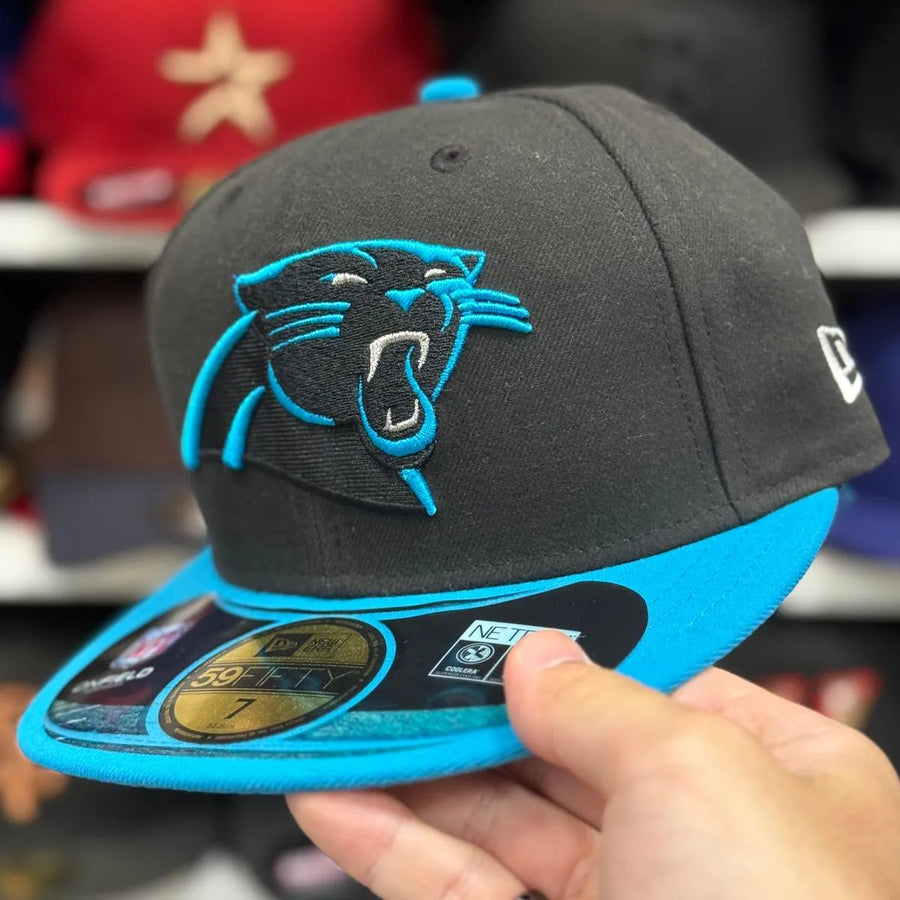 New Era Carolina Panthers Black/Teal 59FIFTY Fitted Hat - Product Image