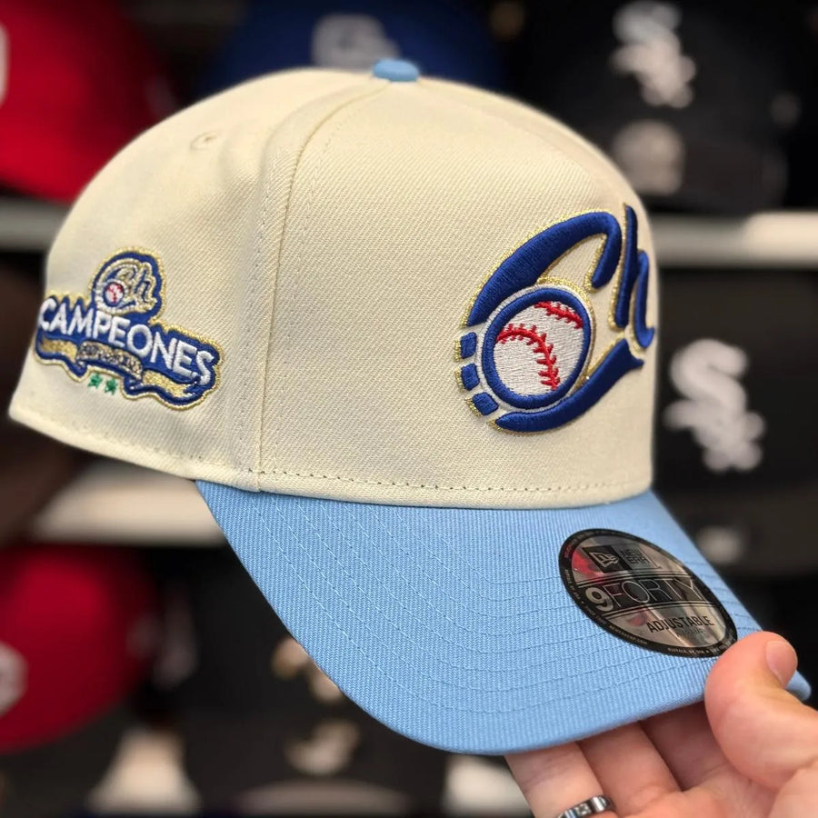 New Era Charros de Jalisco 'Campeones' A-Frame Creme/Baby Blue 9FORTY Snapback - Product Image