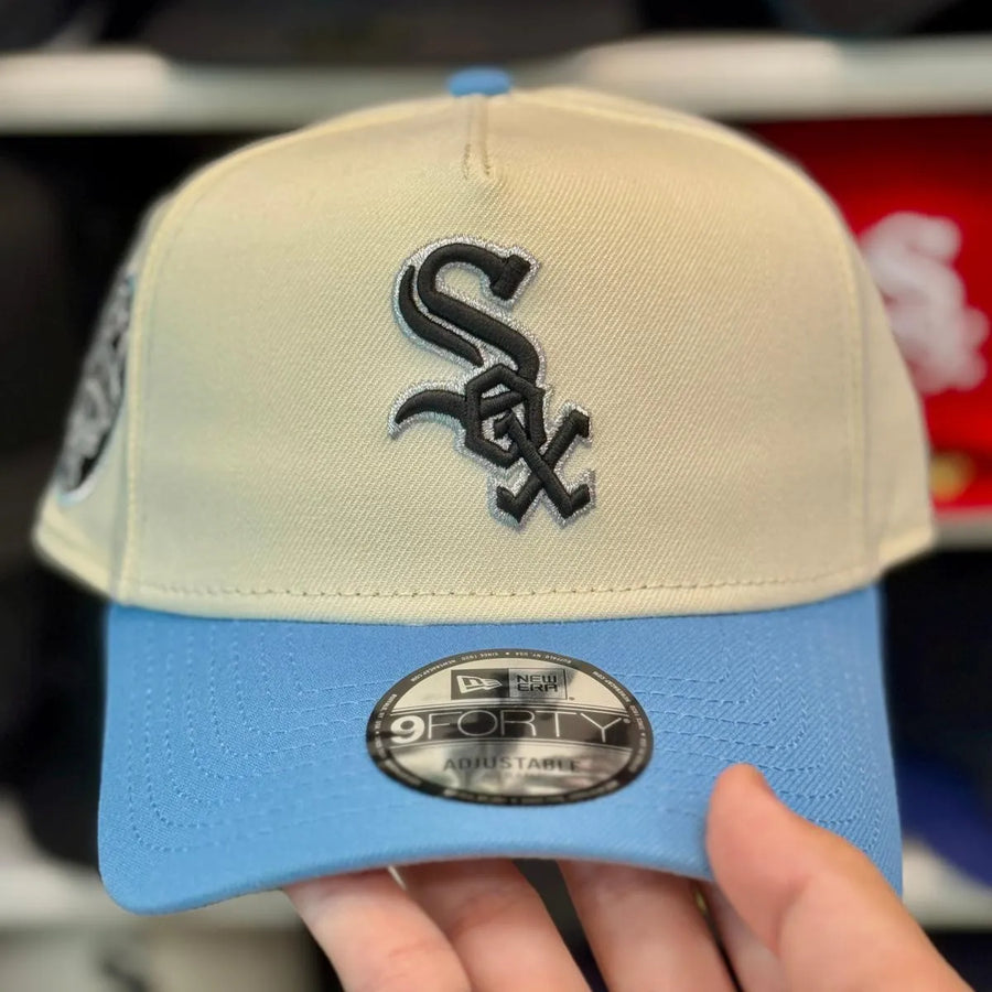 New Era Chicago White Sox '75th Anniversary' A-Frame Creme/Baby Blue 9FORTY Snapback - Product Image