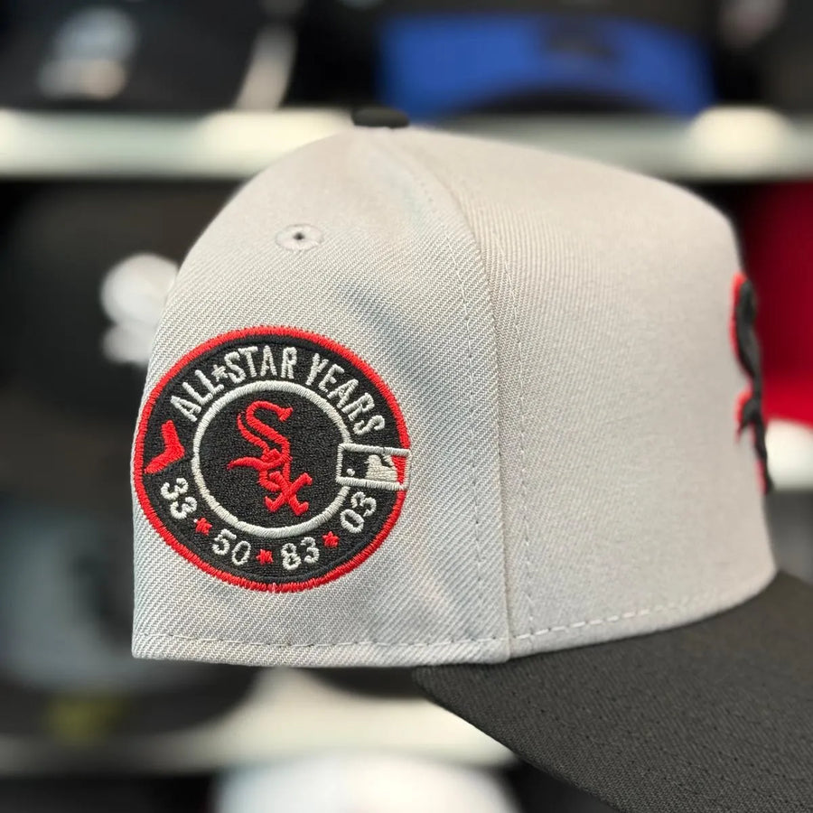 New Era Chicago White Sox 'All Star Years' A-Frame Silver/Black 9FORTY Snapback | Red Under Brim - Product Image
