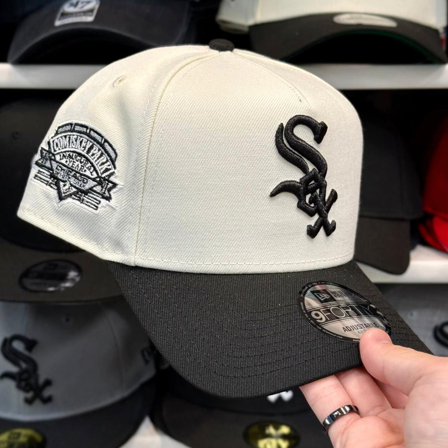 New Era Chicago White Sox 'Comiskey Park' A-Frame Creme/Black 9FORTY Snapback - Product Image