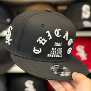 New Era Chicago White Sox 'Old English Font' Black 9FIFTY Snapback - Product Image