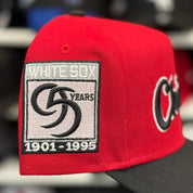 New Era Chicago White Sox Script Logo '95 Years' A-Frame Red/Black 9FORTY Snapback - Product Image
