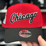 New Era Chicago White Sox Script Logo '95 Years' A-Frame Red/Black 9FORTY Snapback - Product Image