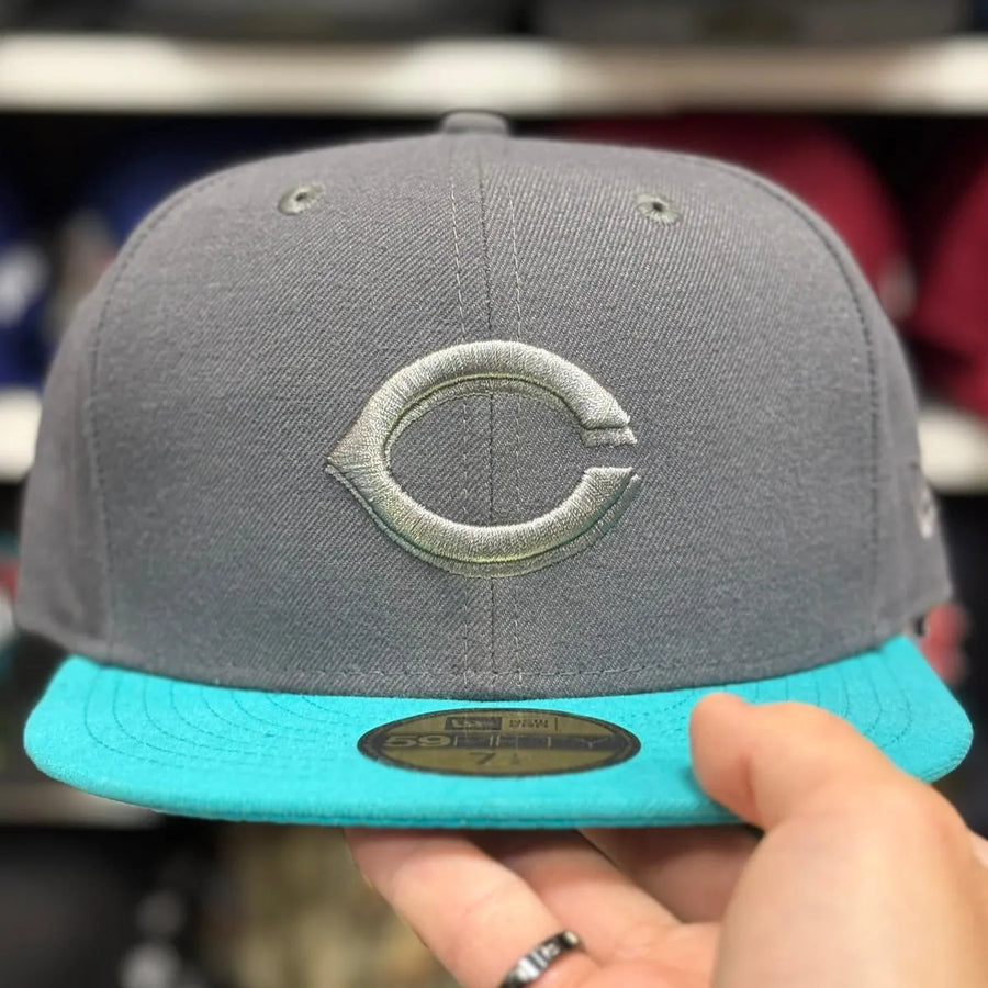 New Era Cincinnati Reds Grey/Turquoise 59FIFTY Fitted Hat - Product Image