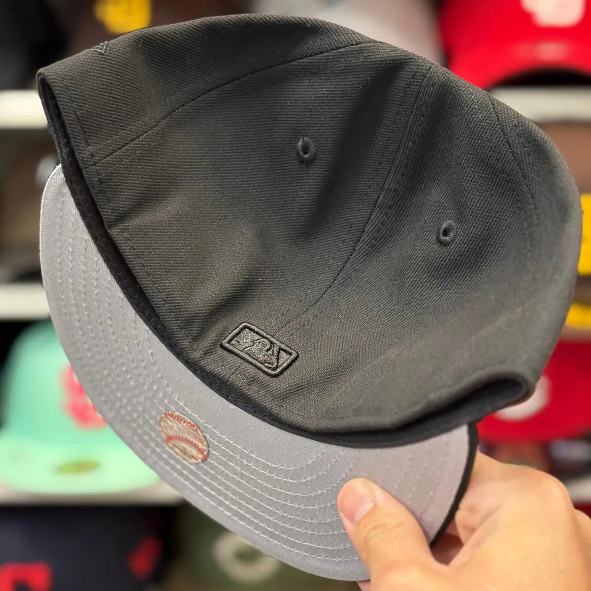 New Era Cleveland Indians 'C' All Black 59FIFTY Fitted Hat - Product Image