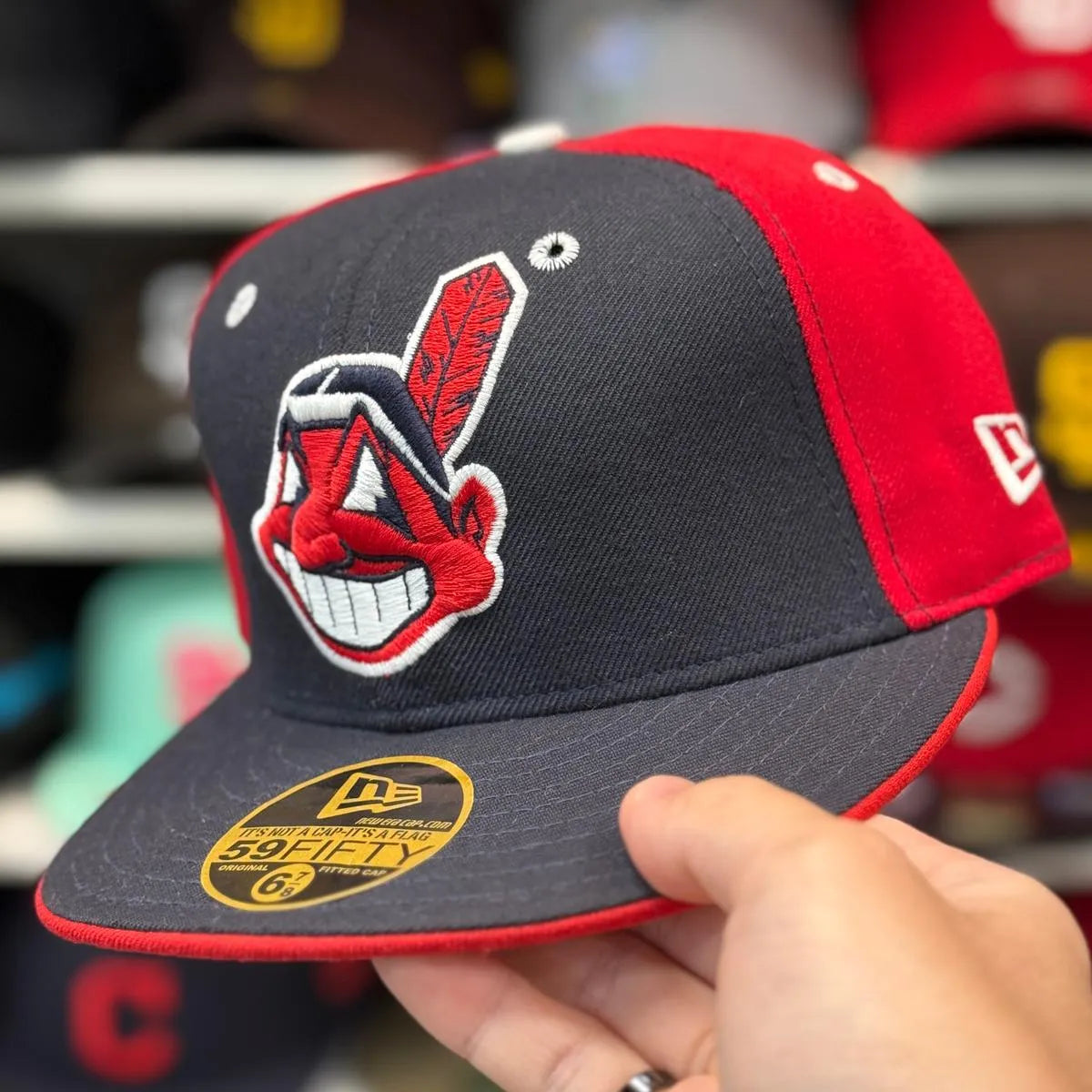 New Era Cleveland Indians 'Chief Wahoo' Red/Navy 59FIFTY Fitted Hat - Product Image