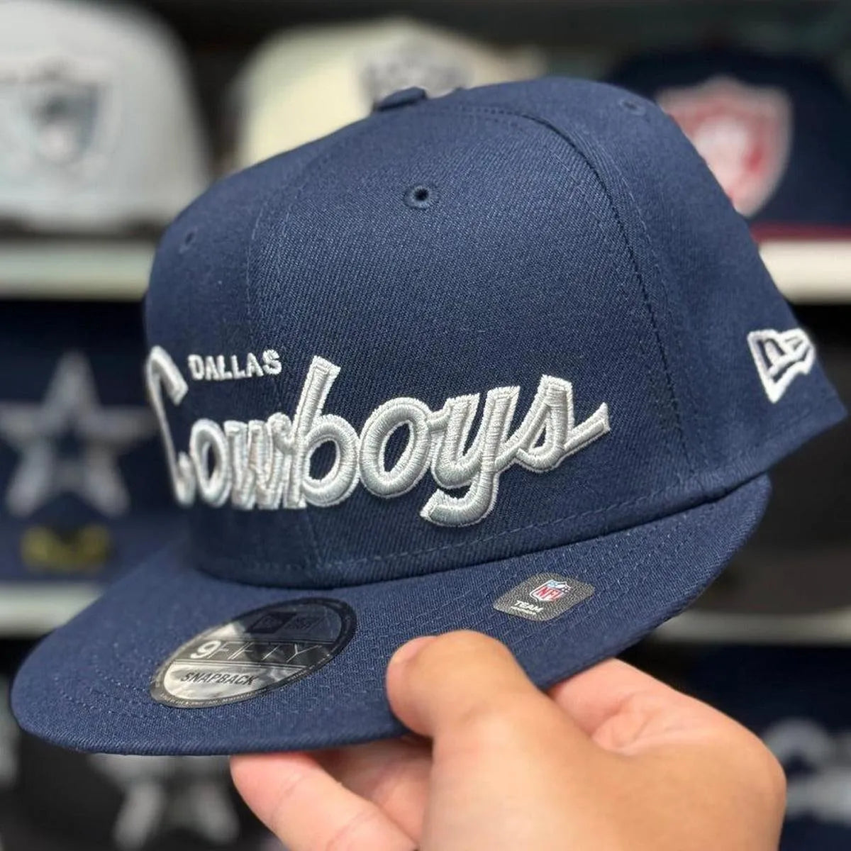 New Era Dallas Cowboys 'Script Logo' Navy/Silver 9FIFTY Snapback - Product Image