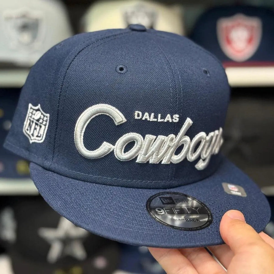 New Era Dallas Cowboys 'Script Logo' Navy/Silver 9FIFTY Snapback - Product Image