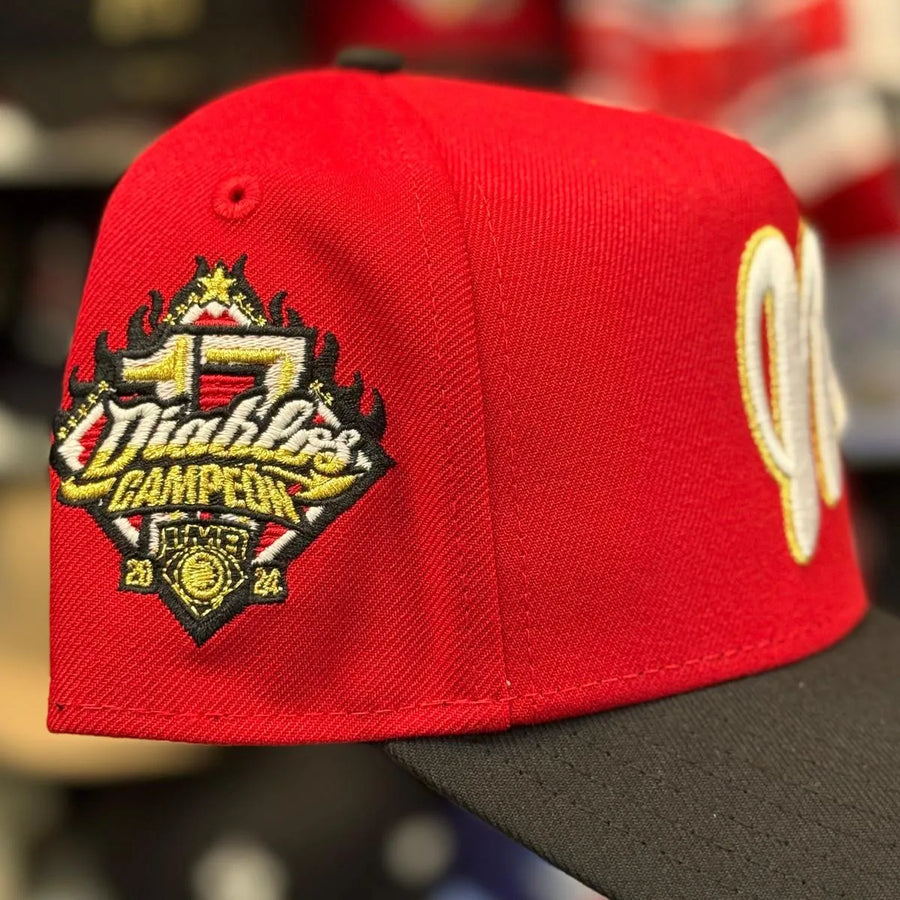 New Era Diablos Rojos del México '2024 Campeon' A-Frame Red/Black 9FORTY Snapback | Glow in the Dark - Product Image