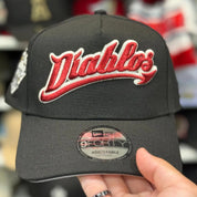 New Era Diablos Rojos del México Script '2024 Campeon' A-Frame Black/Red 9FORTY Snapback | Glow in the Dark - Product Image