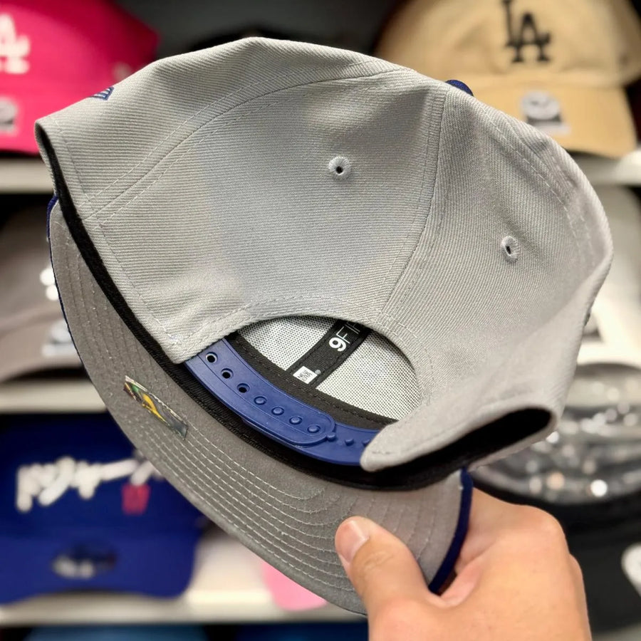 New Era Dodgers "Cursive D" Gray/Blue 9FIFTY Snapback - Product Image