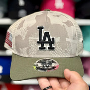 New Era Dodgers Patriot White Camouflage 9FORTY Trucker Snapback - Product Image