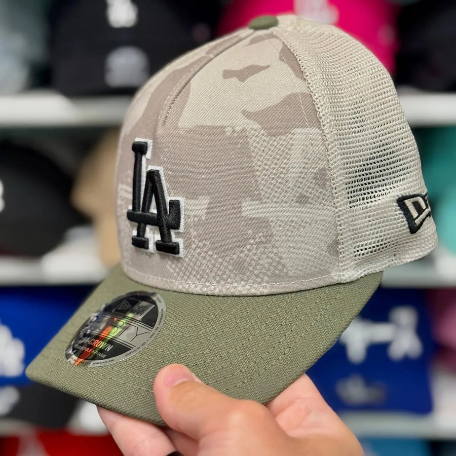 New Era Dodgers Patriot White Camouflage 9FORTY Trucker Snapback - Product Image