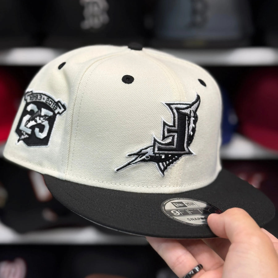 New Era Florida Marlins Upside Down '25th Anniversary' Creme/Black 9FIFTY Snapback - Product Image