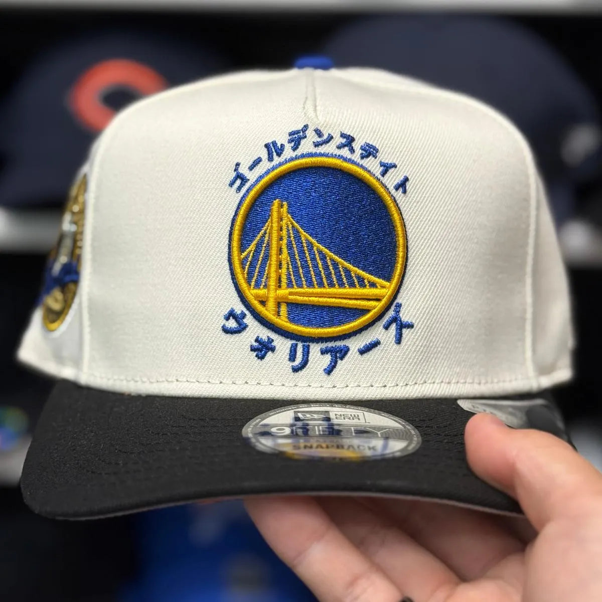 New Era Golden State Warriors 'Katakana 7x Champions' A-Frame Creme/Black 9FIFTY Snapback - Product Image
