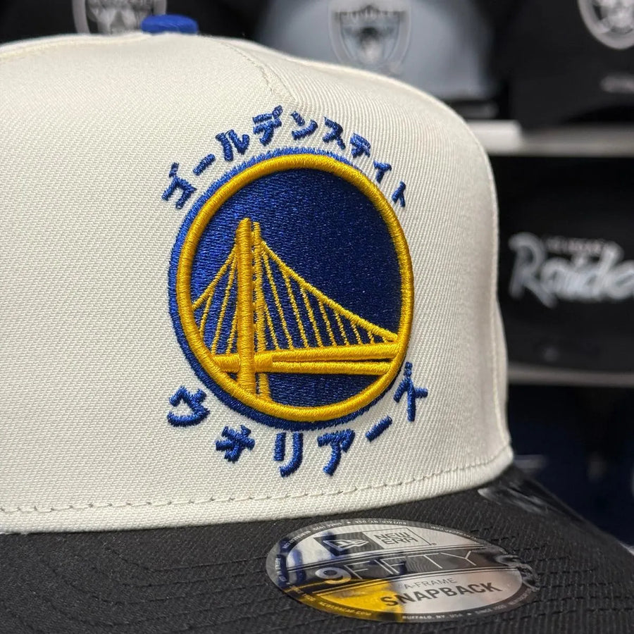 New Era Golden State Warriors 'Katakana 7x Champions' A-Frame Creme/Black 9FIFTY Snapback - Product Image