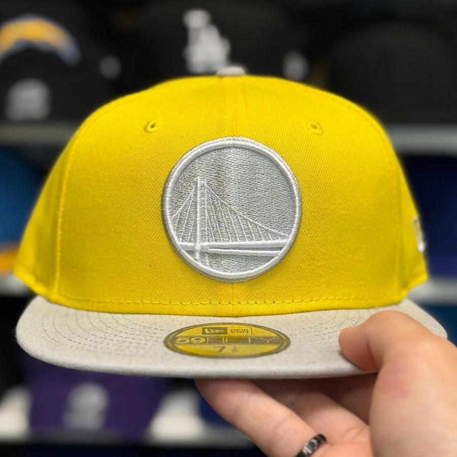 New Era Golden State Warriors Yellow/Silver 59FIFTY Fitted Hat - Product Image