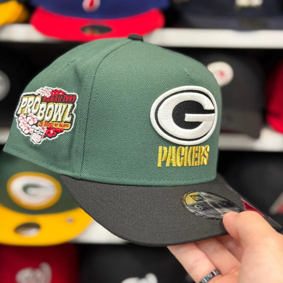 New Era Green Bay Packers '1999 Pro Bowl' A-Frame Green/Black 9FIFTY Snapback - Product Image