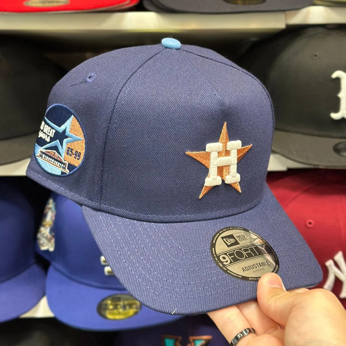 New Era Houston Astros '1965 - 1999 Patch' A-Frame Navy 9FORTY Snapback - Product Image