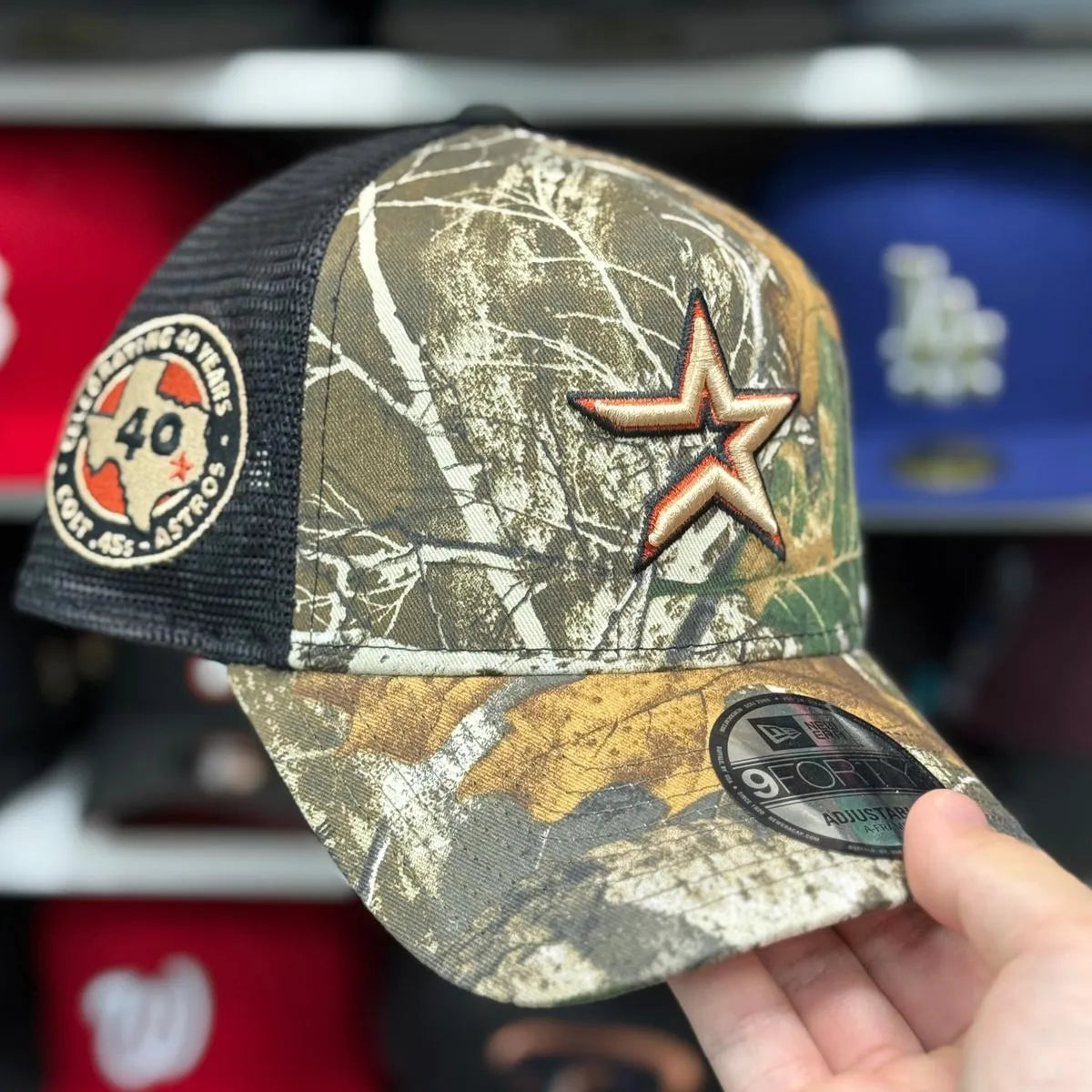 New Era Houston Astros '40th Anniversary' A-Frame Realtree 9FORTY Trucker Snapback - Product Image