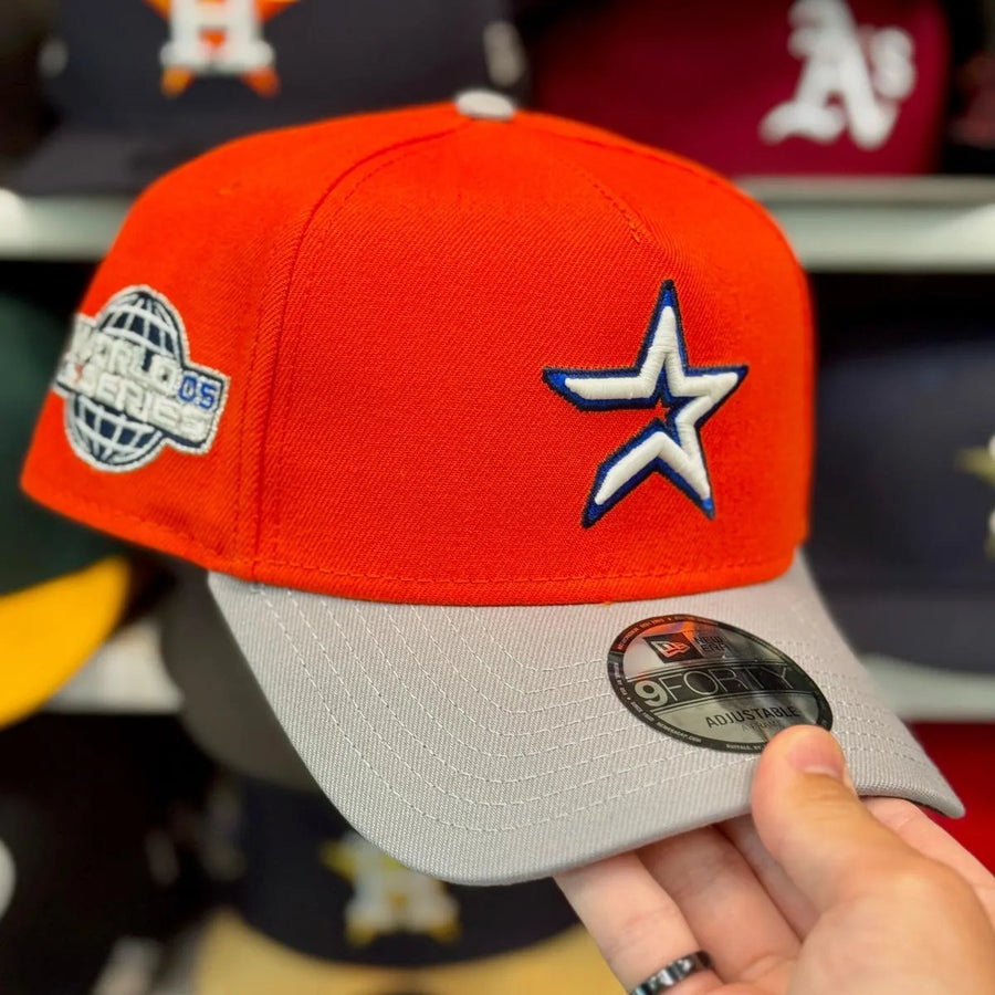 New Era Houston Astros 'World Series' A-Frame Orange/Silver 9FORTY Snapback - Product Image