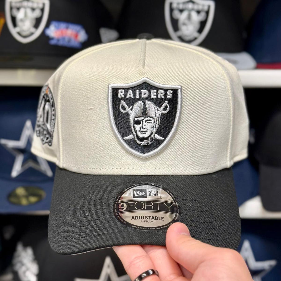 New Era Las Vegas Raiders '60th Anniversary' A-Frame Creme/Black 9FORTY Snapback - Product Image