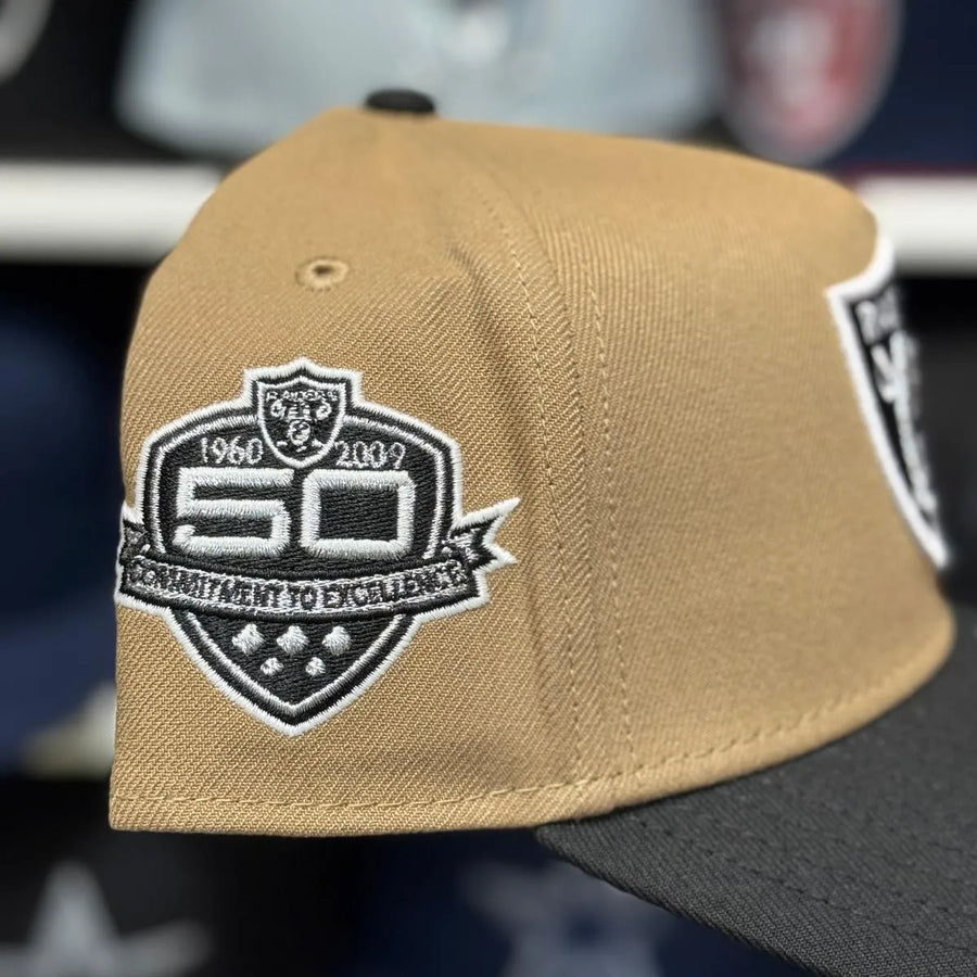 New Era Las Vegas Raiders '60th Anniversary' A-Frame Tan/Black 9FORTY Snapback - Product Image